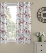 ROSARA HOME Floral Pack of Single Regular Window Curtain -5 Feet,Red