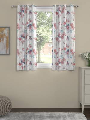 ROSARA HOME Floral Pack of 2 Regular Window Curtains -5 Feet,Red 1