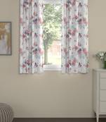 ROSARA HOME Floral Pack of 2 Regular Window Curtains -5 Feet,Red