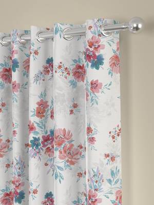 ROSARA HOME Floral Pack of 2 Regular Window Curtains -5 Feet,Red 2