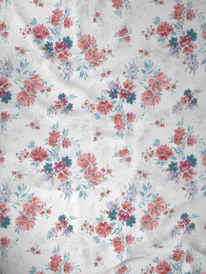 ROSARA HOME Floral Pack of 2 Regular Window Curtains -5 Feet,Red 3