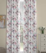 ROSARA HOME Floral Pack of 2 Regular Door Curtains -7 Feet,Red