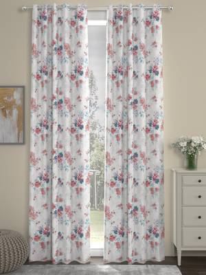 ROSARA HOME Floral Pack of 2 Regular Long Door Curtains -9 Feet,Red 1