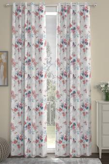 ROSARA HOME Floral Pack of 2 Regular Long Door Curtains -9 Feet,Red