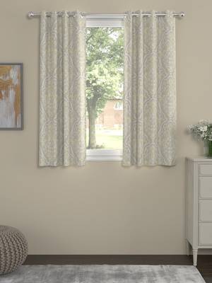 ROSARA HOME Floral Pack of 2 Regular Window Curtains -5 Feet,Yellow 1