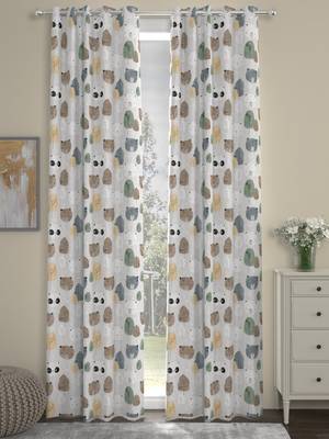 ROSARA HOME Animal Pack of 2 Regular Long Door Curtains -9 Feet,Brown 1