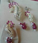 sexy red american diamond pendant set