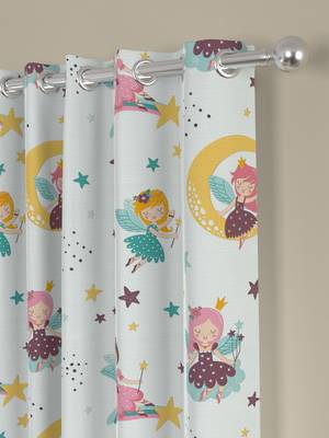 ROSARA HOME Angel Print Pack of 2 Regular Door Curtains -7 Feet,Multicolor 2