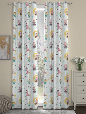 ROSARA HOME Angel Print Pack of 2 Regular Long Door Curtains -9 Feet,Multicolor 1