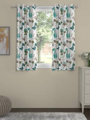 ROSARA HOME Animal Pack of 2 Regular Window Curtains -5 Feet,Teal 1