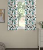 ROSARA HOME Animal Pack of 2 Regular Window Curtains -5 Feet,Teal
