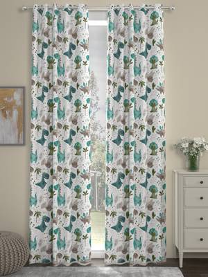 ROSARA HOME Animal Pack of 2 Regular Door Curtains -7 Feet,Teal 1