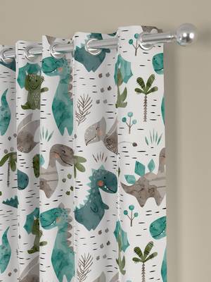 ROSARA HOME Animal Pack of 2 Regular Door Curtains -7 Feet,Teal 2