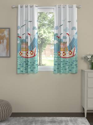 ROSARA HOME Boat Print Pack of 2 Regular Window Curtains -5 Feet,Multicolor 1