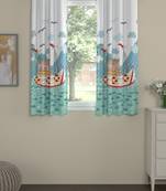 ROSARA HOME Boat Print Pack of 2 Regular Window Curtains -5 Feet,Multicolor