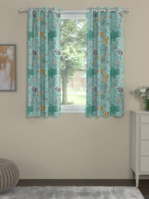 ROSARA HOME Animal Pack of 2 Regular Window Curtains -5 Feet,Teal 1