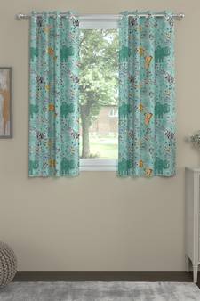 ROSARA HOME Animal Pack of 2 Regular Window Curtains -5 Feet,Teal