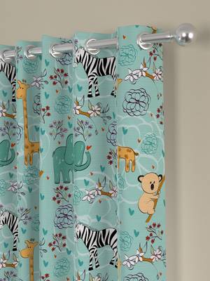 ROSARA HOME Animal Pack of 2 Regular Window Curtains -5 Feet,Teal 2