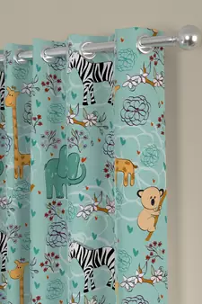 ROSARA HOME Animal Pack of 2 Regular Window Curtains -5 Feet,Teal