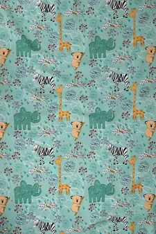 ROSARA HOME Animal Pack of 2 Regular Long Door Curtains -9 Feet,Teal