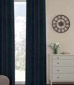 ROSARA HOME Textured Pack of Single Black Out Long Door Curtain -9 Feet,Navy Blue