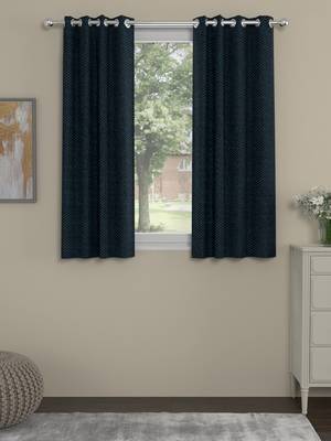 ROSARA HOME Textured Pack of 2 Black Out Window Curtains -5 Feet,Navy Blue 1