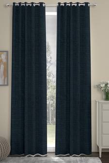 ROSARA HOME Textured Pack of 2 Black Out Long Door Curtains -9 Feet,Navy Blue