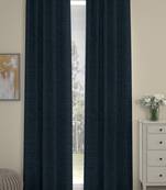 ROSARA HOME Textured Pack of 2 Black Out Long Door Curtains -9 Feet,Navy Blue