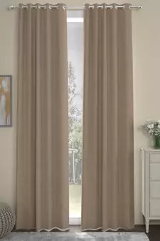 ROSARA HOME Solid Pack of 2 Semi-Transparent Door Curtains -7 Feet,Beige
