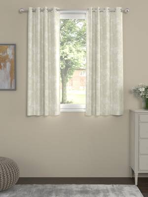 ROSARA HOME Jacquard Pack of 2 Regular Window Curtains -5 Feet,Off White 1