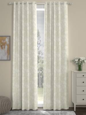 ROSARA HOME Jacquard Pack of 2 Regular Door Curtains -7 Feet,Off White 1