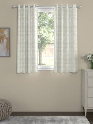 ROSARA HOME Jacquard Pack of 2 Regular Window Curtains -5 Feet,Off White 1