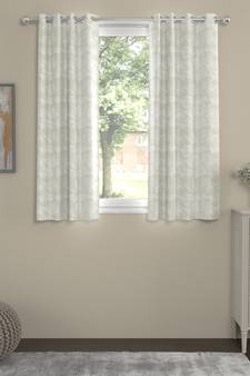 ROSARA HOME Jacquard Pack of 2 Regular Window Curtains -5 Feet,Off White