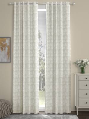ROSARA HOME Jacquard Pack of 2 Regular Long Door Curtains -9 Feet,Off White 1