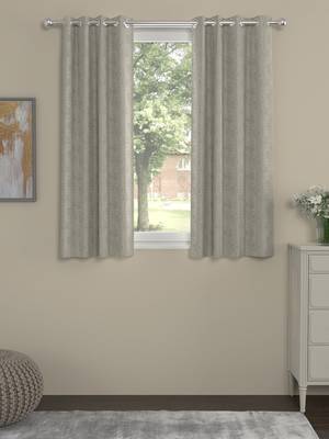 ROSARA HOME Jacquard Pack of 2 Regular Window Curtains -5 Feet,Beige 1