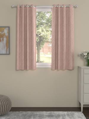 ROSARA HOME Jacquard Pack of 2 Regular Window Curtains -5 Feet,Blush 1