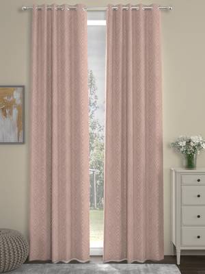 ROSARA HOME Jacquard Pack of 2 Regular Long Door Curtains -9 Feet,Blush 1