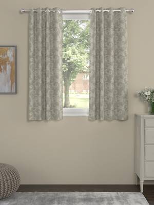 ROSARA HOME Jacquard Pack of 2 Regular Window Curtains -5 Feet,Beige 1