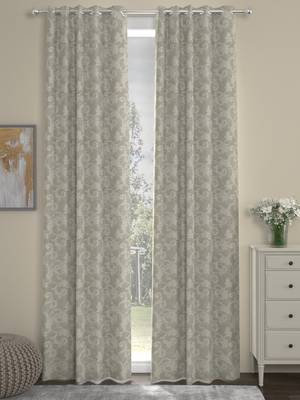 ROSARA HOME Jacquard Pack of 2 Regular Long Door Curtains -9 Feet,Beige 1