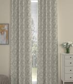 ROSARA HOME Jacquard Pack of 2 Regular Long Door Curtains -9 Feet,Beige
