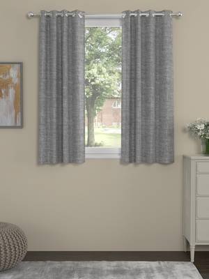 ROSARA HOME Textured Pack of 2 Black Out Window Curtains -5 Feet,White & Grey 1