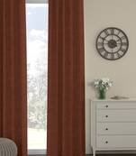 ROSARA HOME Textured Pack of Single Black Out Door Curtain -7 Feet,Rust