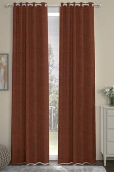 ROSARA HOME Textured Pack of 2 Black Out Long Door Curtains -9 Feet,Rust