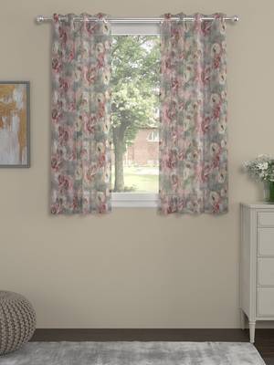 ROSARA HOME Floral Pack of 2 Sheer Window Curtains -5 Feet,Multicolor 1
