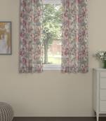 ROSARA HOME Floral Pack of 2 Sheer Window Curtains -5 Feet,Multicolor