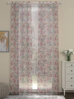 ROSARA HOME Floral Pack of 2 Sheer Door Curtains -7 Feet,Multicolor 1