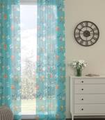 ROSARA HOME Quirky Pack of Single Sheer Door Curtain -7 Feet,Blue