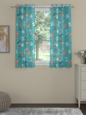 ROSARA HOME Quirky Pack of 2 Sheer Window Curtains -5 Feet,Blue 1