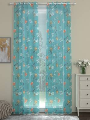 ROSARA HOME Quirky Pack of 2 Sheer Door Curtains -7 Feet,Blue 1