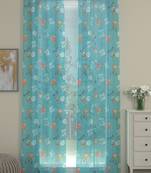 ROSARA HOME Quirky Pack of 2 Sheer Door Curtains -7 Feet,Blue